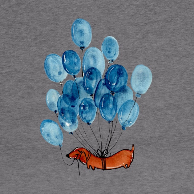 Dachshund and balloons by KaylaPhan